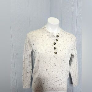 Madewell Cream Speckled Button Sweater
